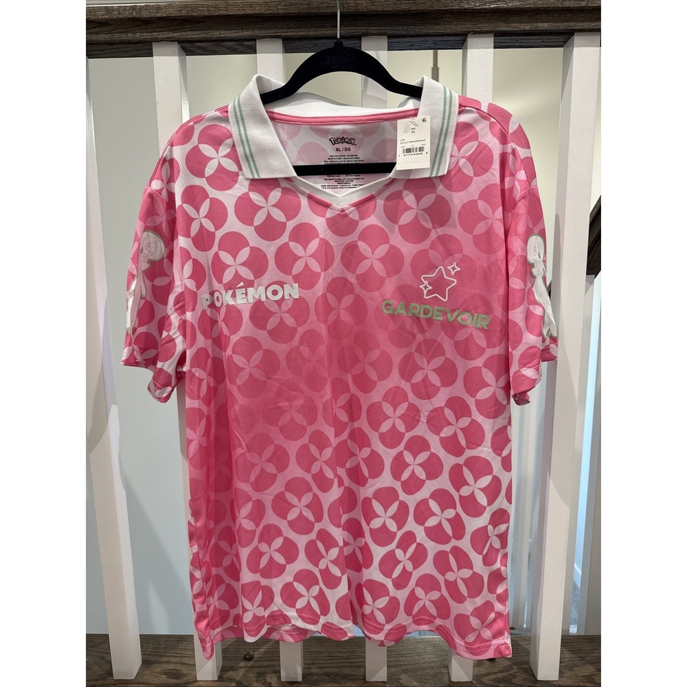 Pokémon Gardevoir Cycling Jersey XL Pink/White/Green V-Neck Short Sleeve